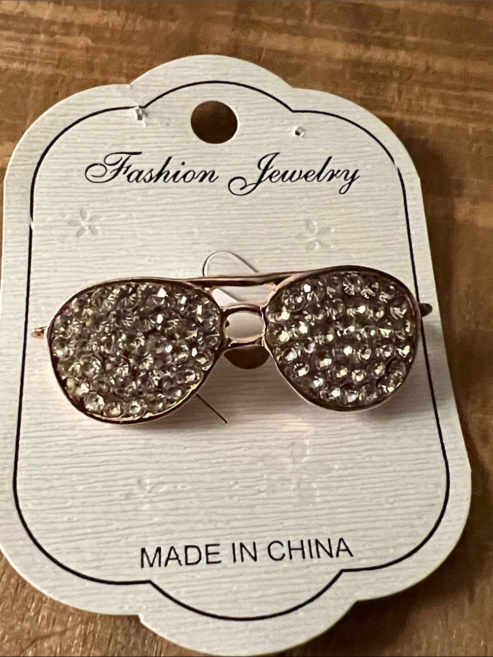 3/$18 Fashion Jewelry Rose Gold Aviator Brooch with Clear Crystals Lot 6091